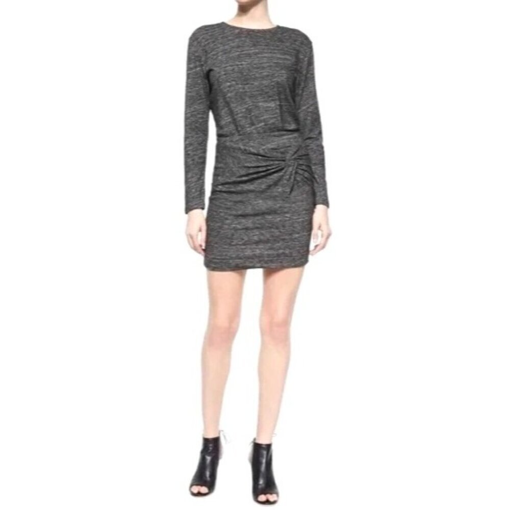 IRO Dress Women XS Gray Wool Blend Knit Long Sleeve Leticia Wrap Front Mini